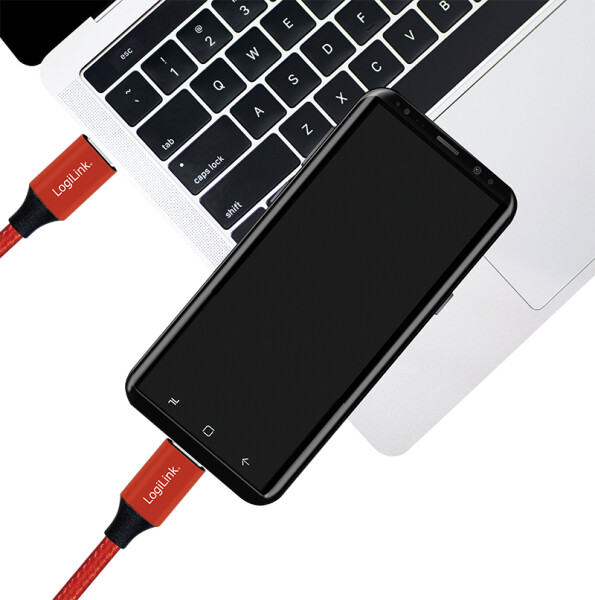 Logilink USB 2.0 Kabel, USB-C zu USB-C, rot, 0,3m
