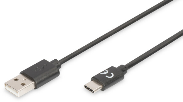 DIGITUS USB 2.0 Anschlusskabel Typ C -A  St/St     1.0m,  sw