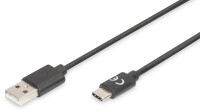DIGITUS USB 2.0 Anschlusskabel Typ C -A  St/St     1.0m,  sw