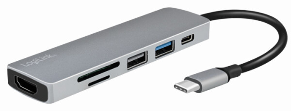Logilink USB-C HUB, HDMI, PD, Kartenleser, USB 3.2 GEN 1x1