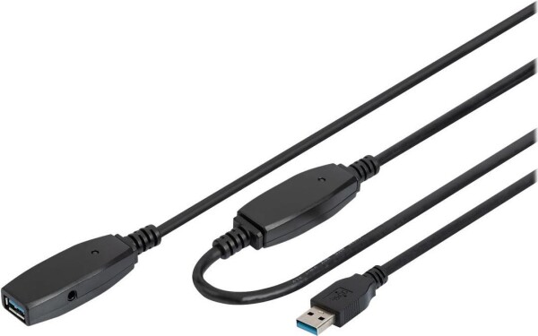 DIGITUS USB 3.0 Aktives Verlängerungskabel          15m,  sw