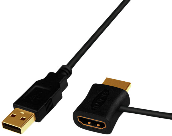 Logilink HDMI Strom-Einspeisedapter 0,5 m, USB, schwarz