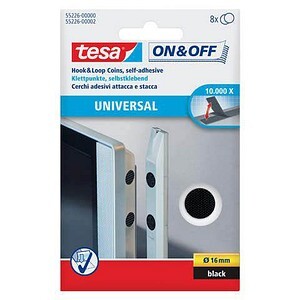 tesa ON&OFF Universal Klettpunkte schwarz 8 St. 16mm rund