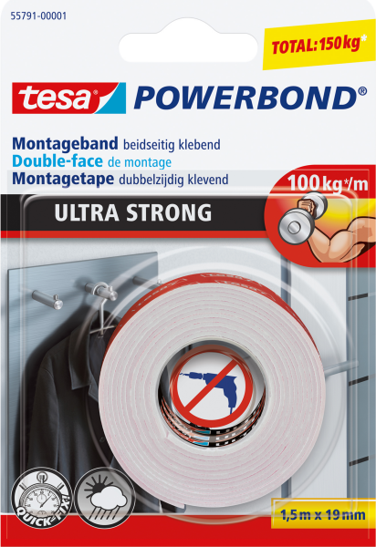 tesa Powerbond Montageband Ultra Strong 1,5m 19mm