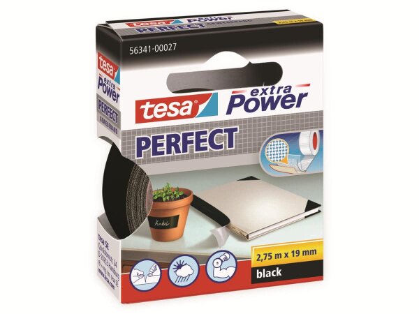 tesa extra Power Perfect Gewebeband 2,75m 19mm schwarz