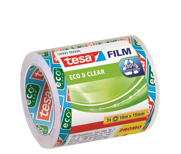 tesafilm eco&clear Rolle 10m 15mm Promo Shrink          3St.
