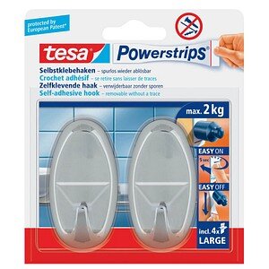 tesa Powerstrips Haken Large Oval chrom