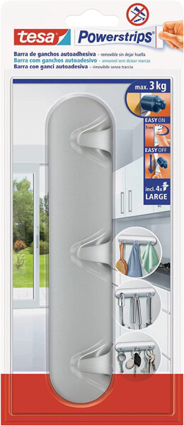 tesa Powerstrips Hakenleiste matt chrom