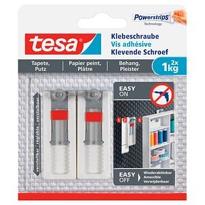tesa Klebeschraube verstellbar Tapete & Putz bis 1kg    2St.