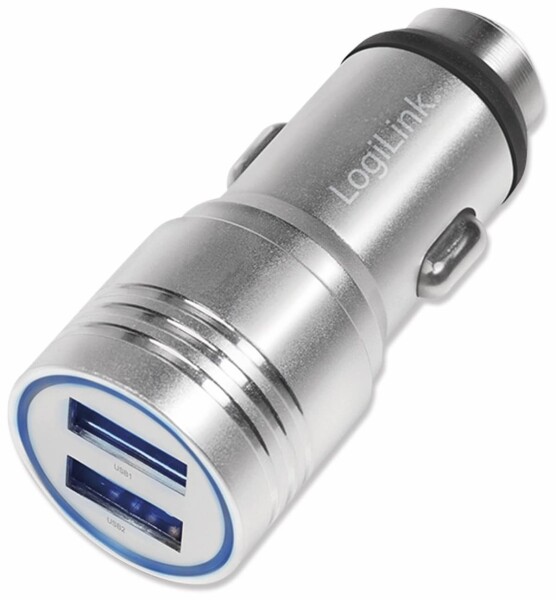 Logilink USB Kfz Ladeadapter mit integr. Nothammer,    10.5W