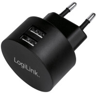 Logilink USB Steckdosenadapter 2port,10.5W,Fast Charging,sch