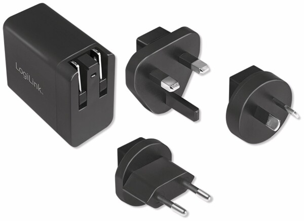 Logilink USB Steckdosenadapter 1port,10.5W, 3Stecker,schw.