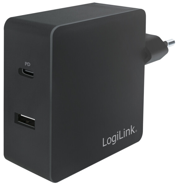 Logilink USB Steckdosenadapter 2port,USB-C & USB-A,65W,schw.