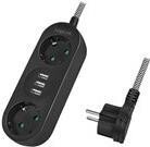 Logilink Steckdosenleiste 2-fach,2xCEE 7/3+3xUSB-A,Textilkab