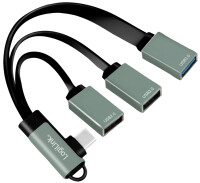 Logilink USB-HUB 3-Port,2xUSB2.0AF + 1xUSB3.0AF,gewink.Steck