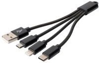 DIGITUS 3-in-1 Ladekabel USB A Lightning + Micro USB + USB-C