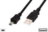 DIGITUS USB 2.0 Anschlusskabel Typ A -mini B St/St 1.8m,  sw