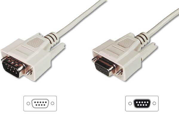 DIGITUS Datatransfer Verlängerungskabel,DSub9/St-DSub9/Bu,3m