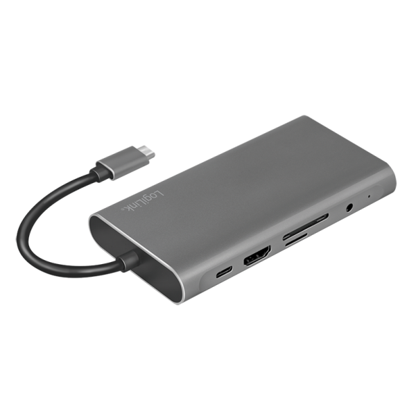Logilink Dockingstation USB 3.2 Gen1,USB-C, 10-Port,PD,silb.