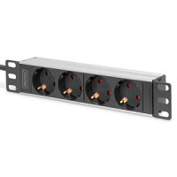 DIGITUS 10" Steckdosenleiste Aluprofil, 4fach Schutzkontakt
