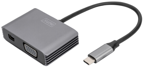 DIGITUS Adapter USB-C St. -> VGA Bu./MiniDP Bu. 4K/30Hz 20cm