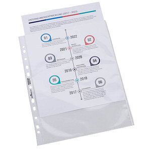 DURABLE Prospekthüllen A4 oben offen 10 Stück glasklar,weiß