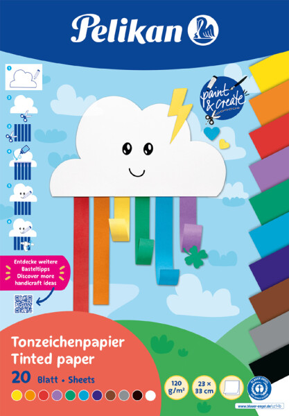 Pelikan Tonpapier Block TZPB, 20 Blatt, 23x33cm, Rainbow