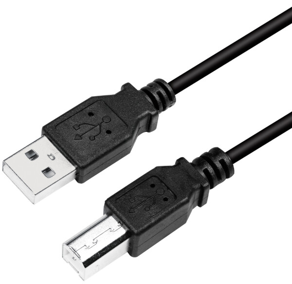 Logilink USB 2.0-Kabel, USB-A/M zu USB-B/M, schwarz, 2 m