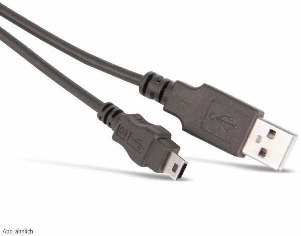 Logilink USB 2.0-Kabel, USB-A/M zu Mini-USB/M, schw., 1,8 m