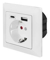 Logilink Unterputz-Steckdose, 1x CEE 7/3, 1x USB-A, 1x USB-C