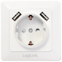 Logilink Unterputz-Steckdose, 1x CEE 7/3, 2x USB-A