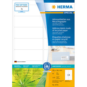 HERMA Etiketten A4 99,1x38,1   mm Rec.Blauer Engel 1120 St.