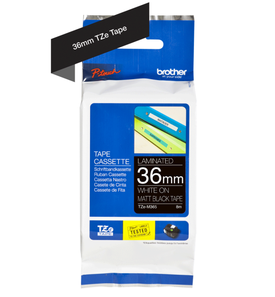 Schriftbandkassette Brother 36mmx 8m schwarz matt TZEM365