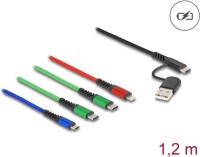 DELOCK USB Ladekabel 4 in 1 USB-A + USB-C zu Lightning/Micro