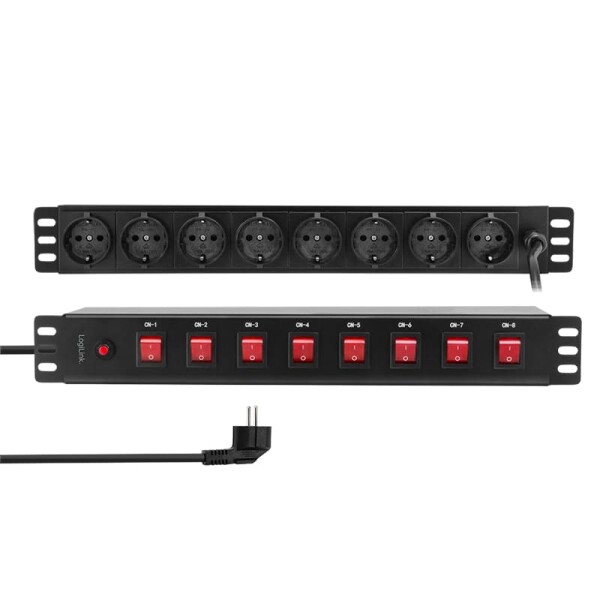 Logilink 19" Steckdosenleiste 8fach, einzeln schaltbar