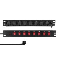 Logilink 19" Steckdosenleiste 8fach, einzeln schaltbar