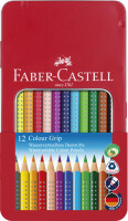 FABER-CASTELL Buntstift Colour Grip 12er-Metalletui