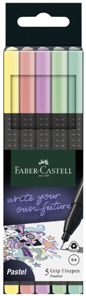 FABER-CASTELL Finepen Grip 0.4 5er Etui pastell