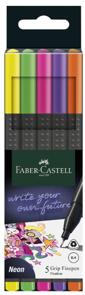 FABER-CASTELL Finepen Grip 0.4 5er Etui neon