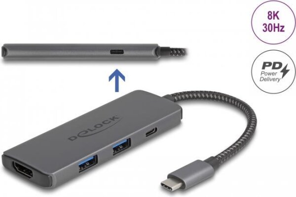 DELOCK USB Type-C Dockingstation 8K-HDMI / USB / PD 3.0 100W