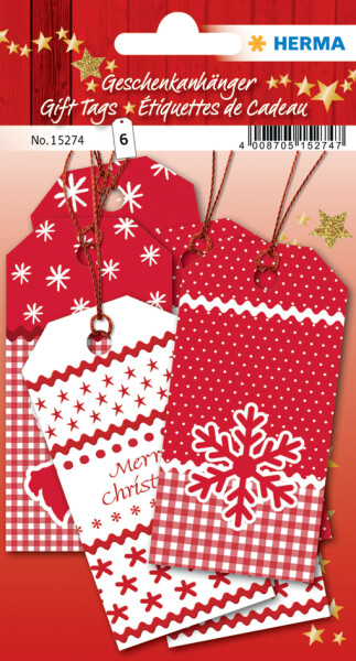 HERMA Weihnachtsgeschenkanhänger White Christmas 6 Stück