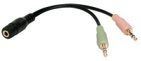 Logilink Audio-Kabel,2x3,5mm 3-Pin/M zu 3,5 mm 4-Pin/F,schw.