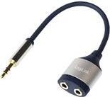 Logilink Audio-Kabel,3,5mm 3-Pin/M 2x3,5mm 3-Pin/F,schw.Blau