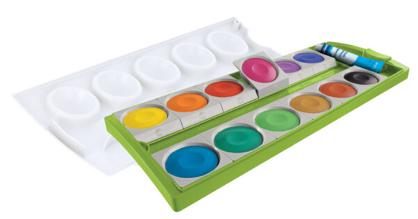 Pelikan Farbkasten K12 Grün inkl. Deckweiß, 12 Farben